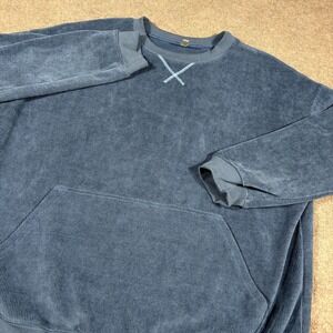 Olrik Sweatshirt Womens 2X Blue Corduroy Oversized Long Sleeve Crewneck Pullover
